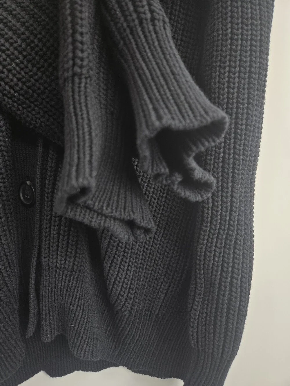 Jenni Kayne Cocoon Cardigan Button Sweater Black Ribbed Cotton